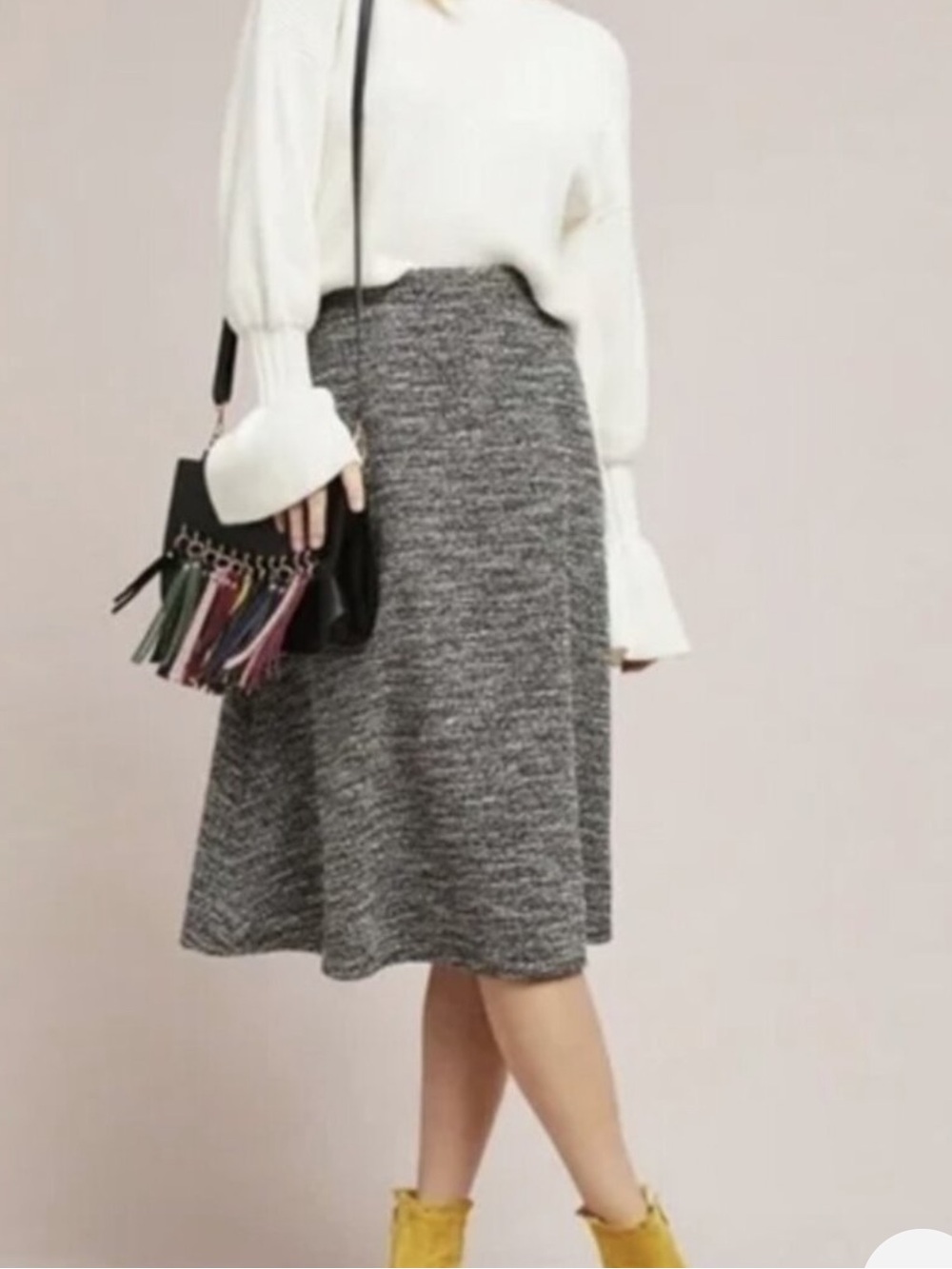 Anthropologie Isla Maude A-Line Knit Skirt in Charcoal Heather Small